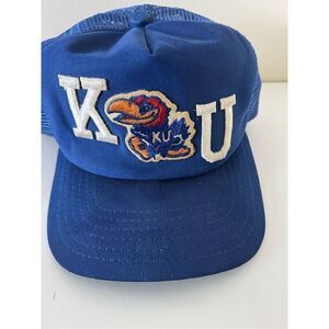 Vintage KU Kansas Jayhawks snapback Truckers Hat. Made in the USA